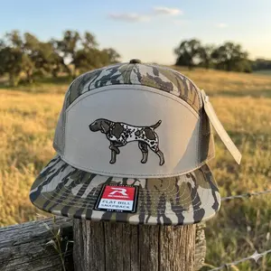 German Shorthaired Pointer Camo Trucker Hat, GSP Embroidered Hunting Snapback Cap, Bird Dog Flat Bill Hat, Upland Hunter Gift, Waterfowl Hunting Camo Hat for Men