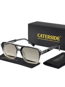 Caterside Large Frame Sunglasses for Men and Women, Retro Flat Double Bridge Design, Uv400 Lens, Perfect for Festivals and Outdoor Activities