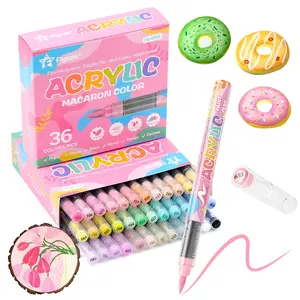 24/36 Macaron Colors Liquid Acrylic Markers, Soft Tip Drawing Pens, Anime Painting Pens, Multicolor Art Markers, Perfect for Drawing, School Ready, Flexible Tip Marker!