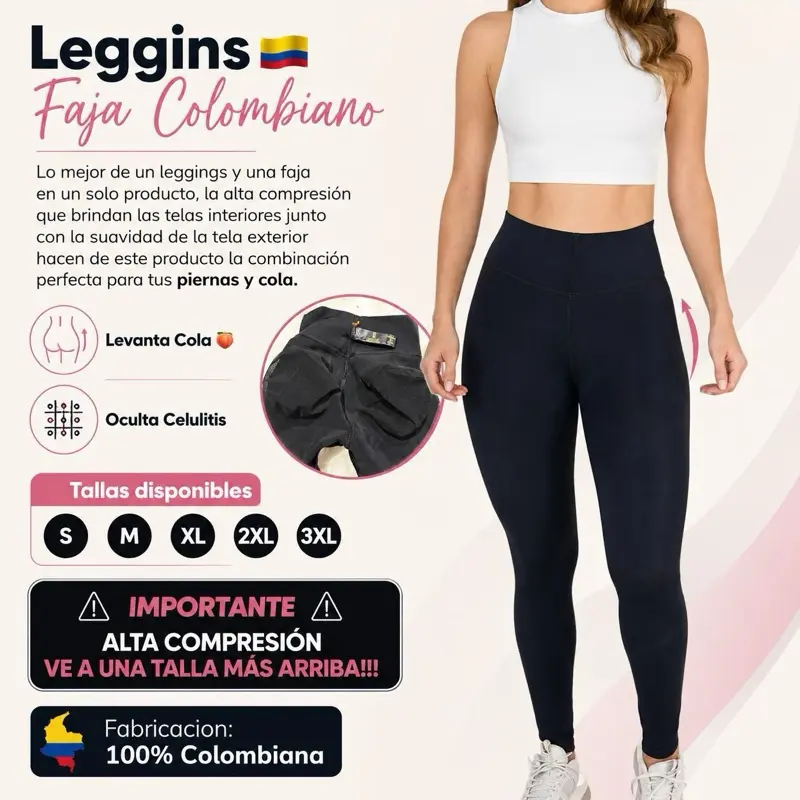 Women's Basic Fit Colombian Faja Leggings - Glute-Lifting Shapewear Bottoms Garment, Ref 000519