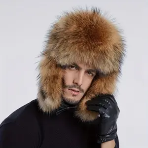 [Russia Ushanka Hunting Hat] Winter Russia Ushanka Hat - Men's Beast Cap Hunting Hat with Fake Rabbit Fur Earmuffs - Windproof Ski Hat