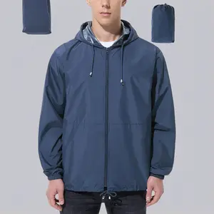 Men's Lightweight Waterproof Rain Jacket Windbreaker with Hood, Packable for Running Travel Hiking Cycling, Ideal for Outdoor Sports
