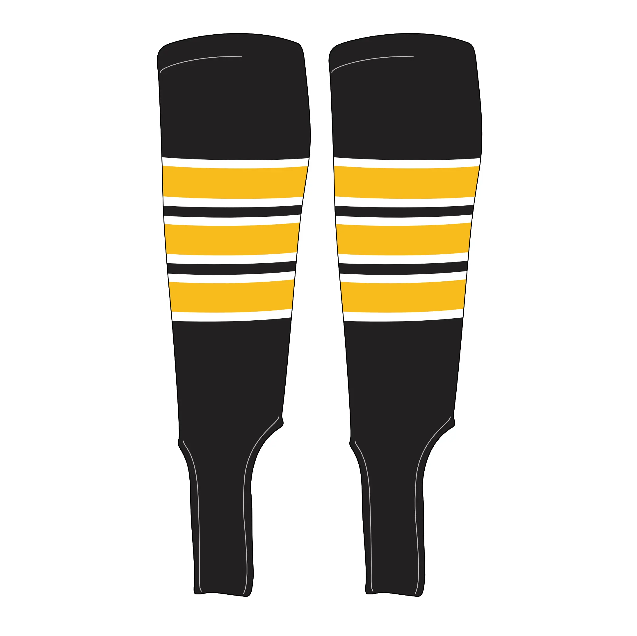 MK Socks Traditional Baseball Stirrups Pattern C-5 Black, White, Gold