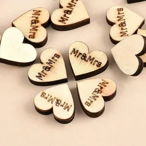 Heart Shaped Wooden Confetti, 1 Count Love Heart Shaped Wood Chip Decor, Blank Love Natural Decoration Craft for DIY Wedding Party Decor