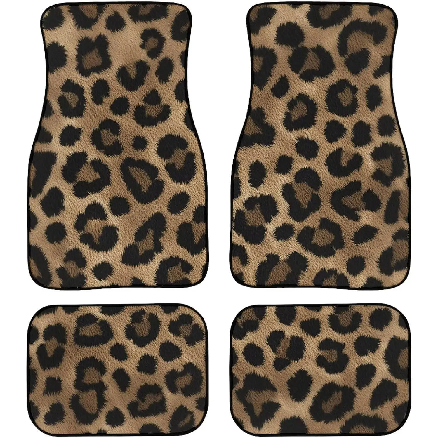 Leopard print car interior carpet, all day 4 pack car floor mats, suitable for most cars Leopard print car interior carpet, all day 4 pack car floor mats, suitable for most cars
