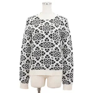 Pre-owned CHANEL Others Small Leather Goods Cashmere Sweater, Heart Clover Pattern, Round Neck, Size 36