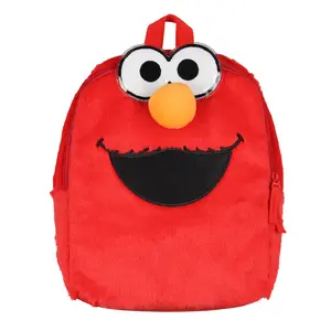 Sesame Street Plush Furry Elmo Smile Face 12 Inch Backpack For Daily Use Sesame Street Plush Furry Elmo Smile Face 12 Inch Backpack For Daily Use
