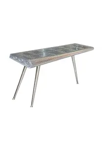 HomeRoots 488799 56 in. Silver Aluminum Three Leg Console Table