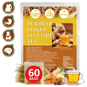 Turmeric Tea Herbal Anti-Inflammatory Tea,100% natural, eco-friendly tea bags.Contains turmeric,ginger,and cinnamon.keto-friendly,sugar-free,caffeine-free,gluten-free,vegan healthy beverage,Digestive tea,good herbal remedy