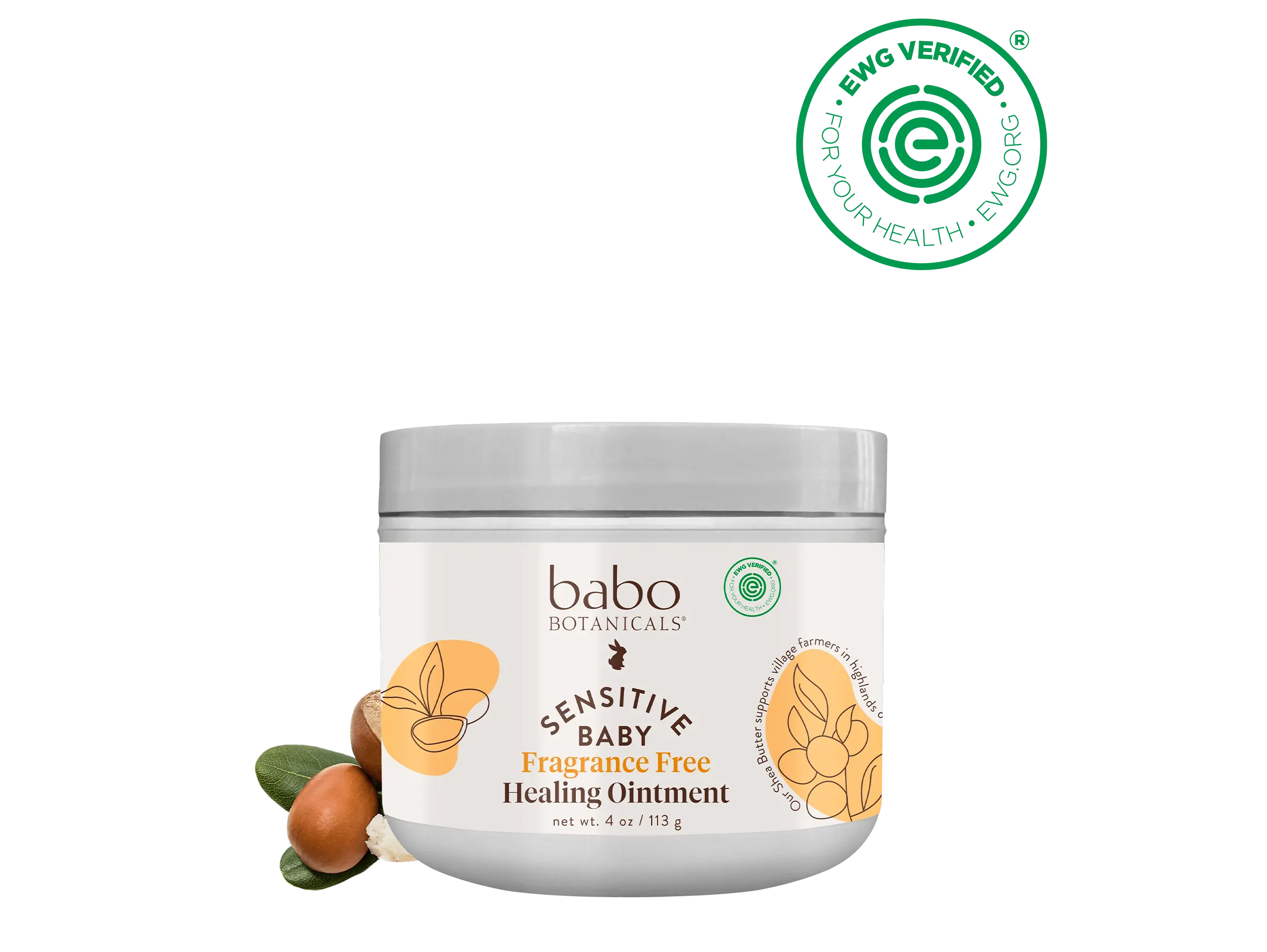 Babo Botanicals Sensitive Baby Fragrance Free Healing Ointment – NSF Certified Organic Ingredients – Made with Shea Butter & Natural Oils – Soothes & Protects Extra-Dry, Sensitive Skin – Pediatrician Tested – 4 oz (113 g)
