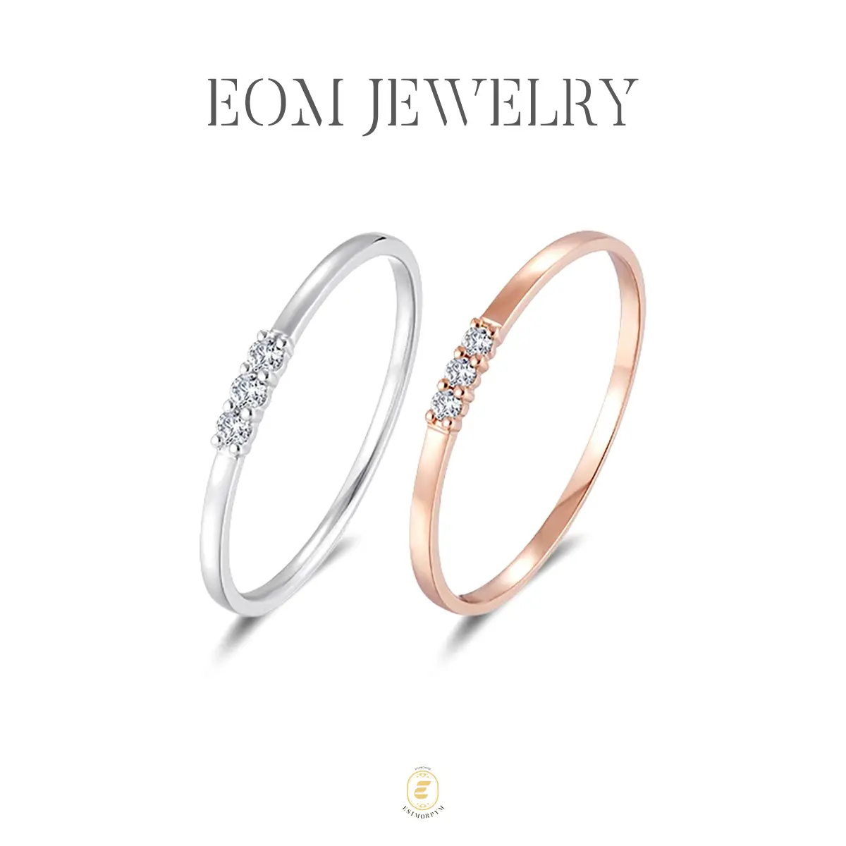Moissanite The Starlit Trio Ring Silver-Plated Minimalist Stacking Jewelry Wedding Engagement Anniversary Valentine's Day Birthday Gift Daily Wear