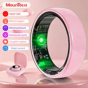 #6-#11 Pink & Black Ceramic Smart Couple Rings for Women & Men, Fitness & Sleep Tracker, Heart Rate & Stress Monitor, Cycle Tracking, IP68 Waterproof, 3–5 Day Battery, iOS & Android Compatible, with Charging Case