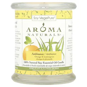 Aroma Naturals Soy VegePure®, 100% Natural Soy Essential Oil Candle, Ambiance, Orange & Lemongrass, 8.8 oz (260 g)