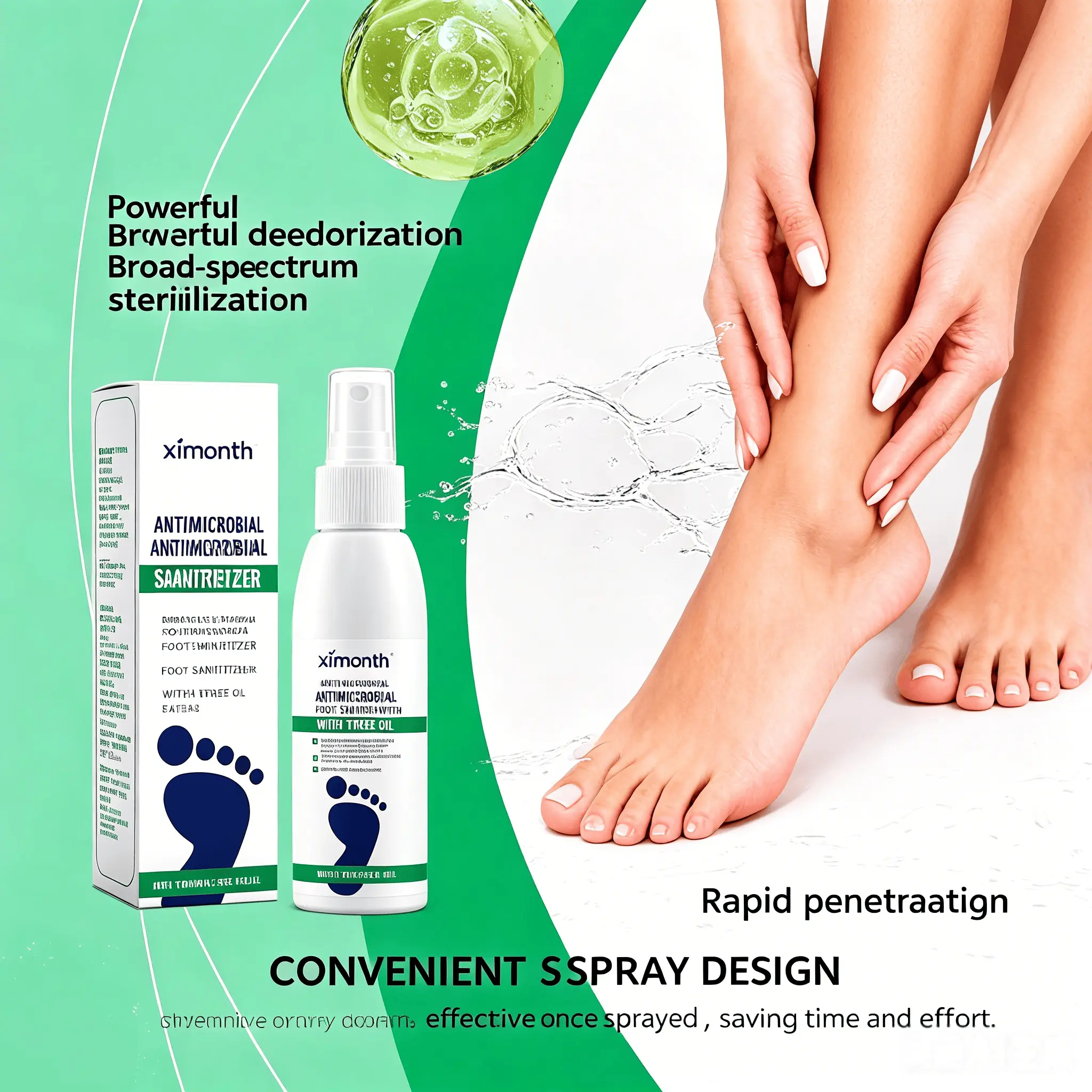 Ximonth Antimicrobial Foot Sanitizer with Tea Tree Oil - Refresh Tired Feet Fast - Foot Care Essential Spray Daily  footsantizerspray
