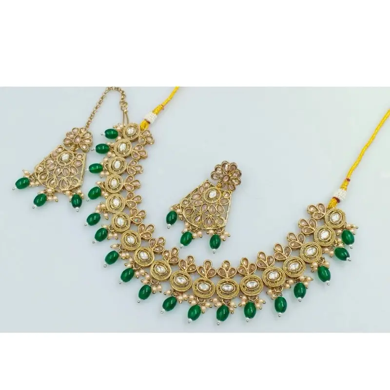 Necklace with Earrings and Tikka- Elegant Design, Perfect for Special Occasions (NO RETURN OR EXCHANGE )