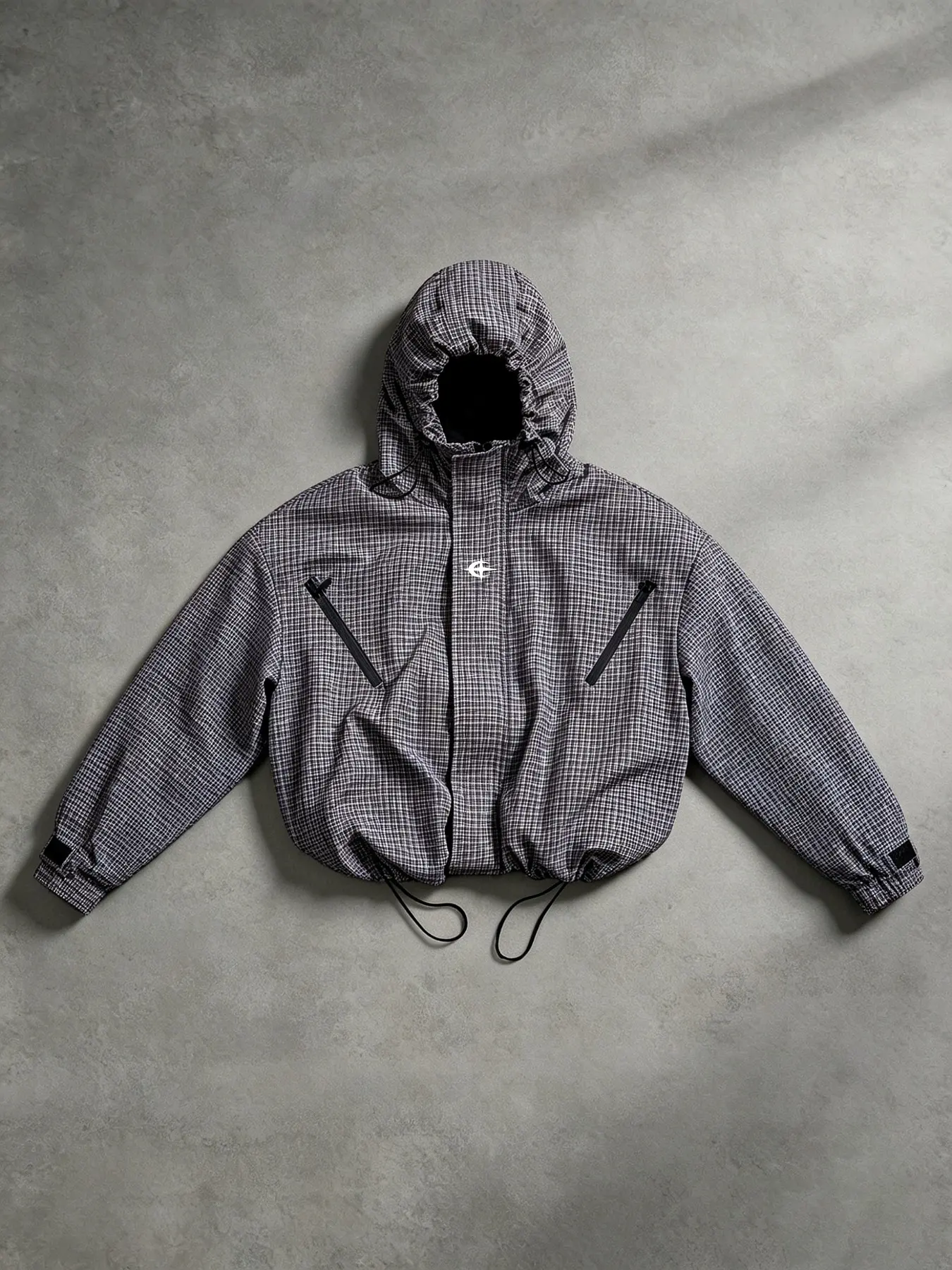 Unisex Vintage Plaid Hooded Commuter Jacket, Windproof Loose-Fit Short Coat, Casual Activewear for Spring and Fall