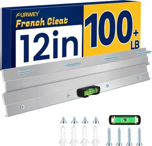 French Cleat Picture and Mirror Hanger Aluminum French Cleat Headboard Wall Mounting Brackets with Screws 12 Inch-1 Pair Support 80 lbs