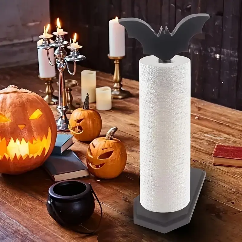 Gothic Bat-Shaped Paper Towel Holder, Festive Halloween Decor for Kitchen & Bathroom, Quirky Home Accessory, Bathroom Accessories, Witchcraft Gift for Women, Bathroom Tissue Holder