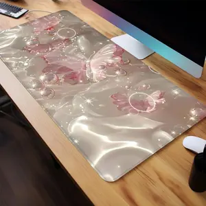 Butterfly Pattern Mouse Pad, Large Gaming Mouse Pad, Office Desk Accessories, Non-slip Rubber Base Stitched Edge Desk Pad for Laptop Desktop, Cute Accessories Desk