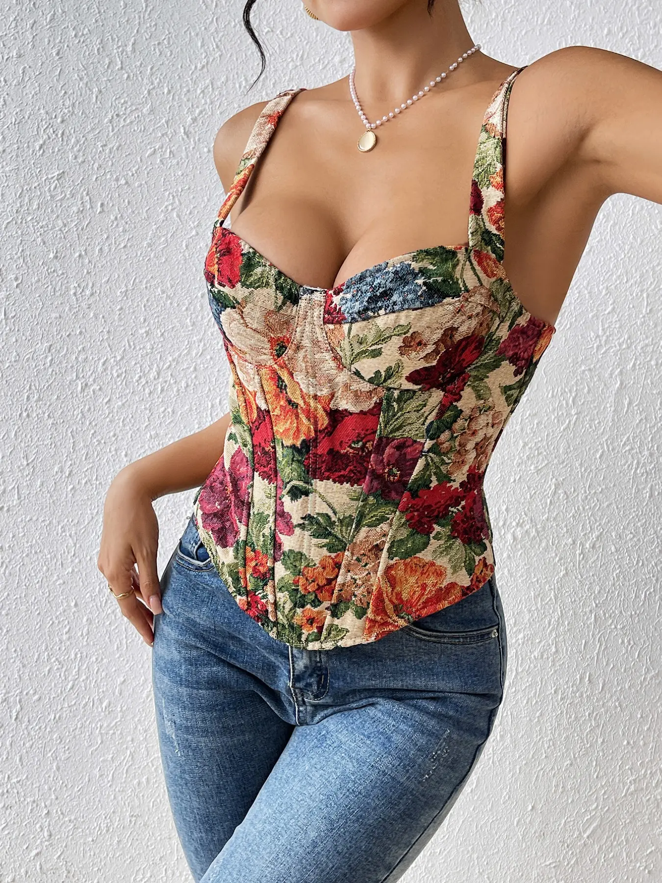 French Court Bow Floral Sexy Body Shaper, Erotic Tight-Fitting Dress, Women's Backless Print Top, Wearable