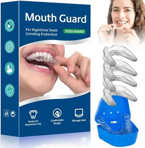 Custom Fit Mouth Guard for Teeth Grinding at Night - 4 Pcs EVA Moldable Night Guard for Adults & Teens -Thickened Design Safe Soft Comfortable Reusable Design with Cattying Case - Stop Teeth Clenching & Jaw Pain
