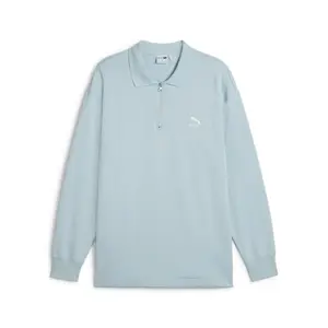 PUMA Mens Better Classics Collared Long Sleeve Quarter Zip Shirt Casual Casual - Blue
