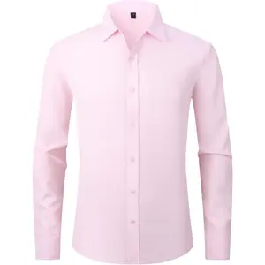 Men's Long Sleeve Button Down Shirt Slim Fit Business Formal Stretch Shirt