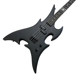 Irregular bat wing shape Bass Guitar 4-String Sun Pattern Inlay Fretboard