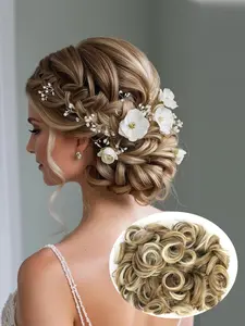 Short Messy Curly Dish Hair Bun Extension, Easy Stretch Hair Combs, Clip in Ponytail Extension, Scrunchie Chignon Tray, Ponytail Hairpiece
