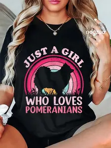 100% Cotton Unisex Pomeranian Dog Vintage Just A Girl Who Loves Pomeranians T-Shirt Casual Graphic Printed Vintage Tshirt