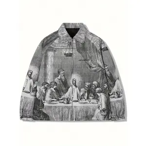 Men's Fashion College Style Jacket Last Supper Famous Painting