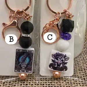 Rose Gold Beaded Keychain - Elegant Design with Unique Beads and Secure Clasp