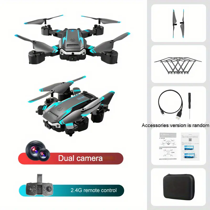 S6 Folding RC Drone with Dual Camera, Rechargeable Portable Quadcopter, Easy-to-Fly Beginner Drone for Adults, Includes Charging Accessories