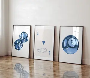 Navy Blue Wall Art Trendy Gallery Wall Set Aesthetic Art Prints Wall Set Of 3 Y2k Art Apartment Decor Dorm Printable Coll Prints Blue Poster