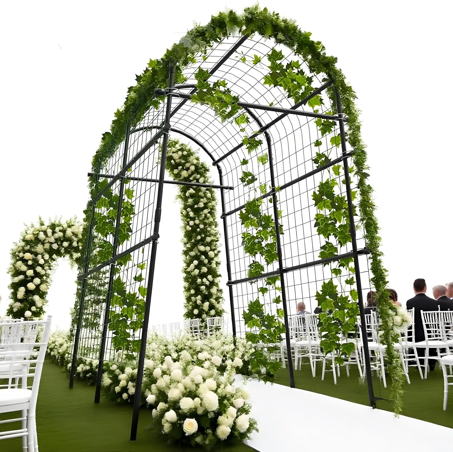 7.5Ft Garden Arch Trellis for Climbing Plants, Metal Arch Frame,Outdoor Garden Arbors and Arches for Halloween Christmas Birthday Party Baby Shower Decoration
