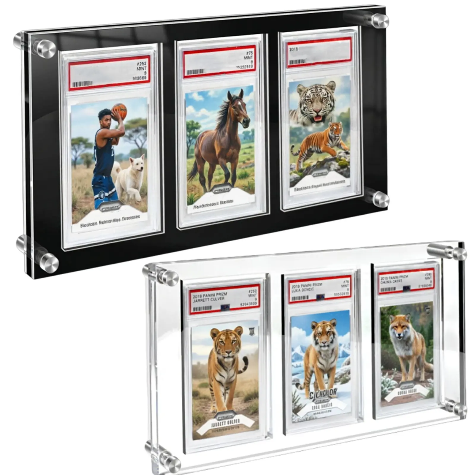 1pc 3-Slot For PSA CGC Graded Cards Collector Card Display Frame - Clear Acrylic Wall Mounted Card Display Frame for PSA CGC Sports Collector Cards Slabs Holder Case (Card Slabs not included) Sports Card Storage