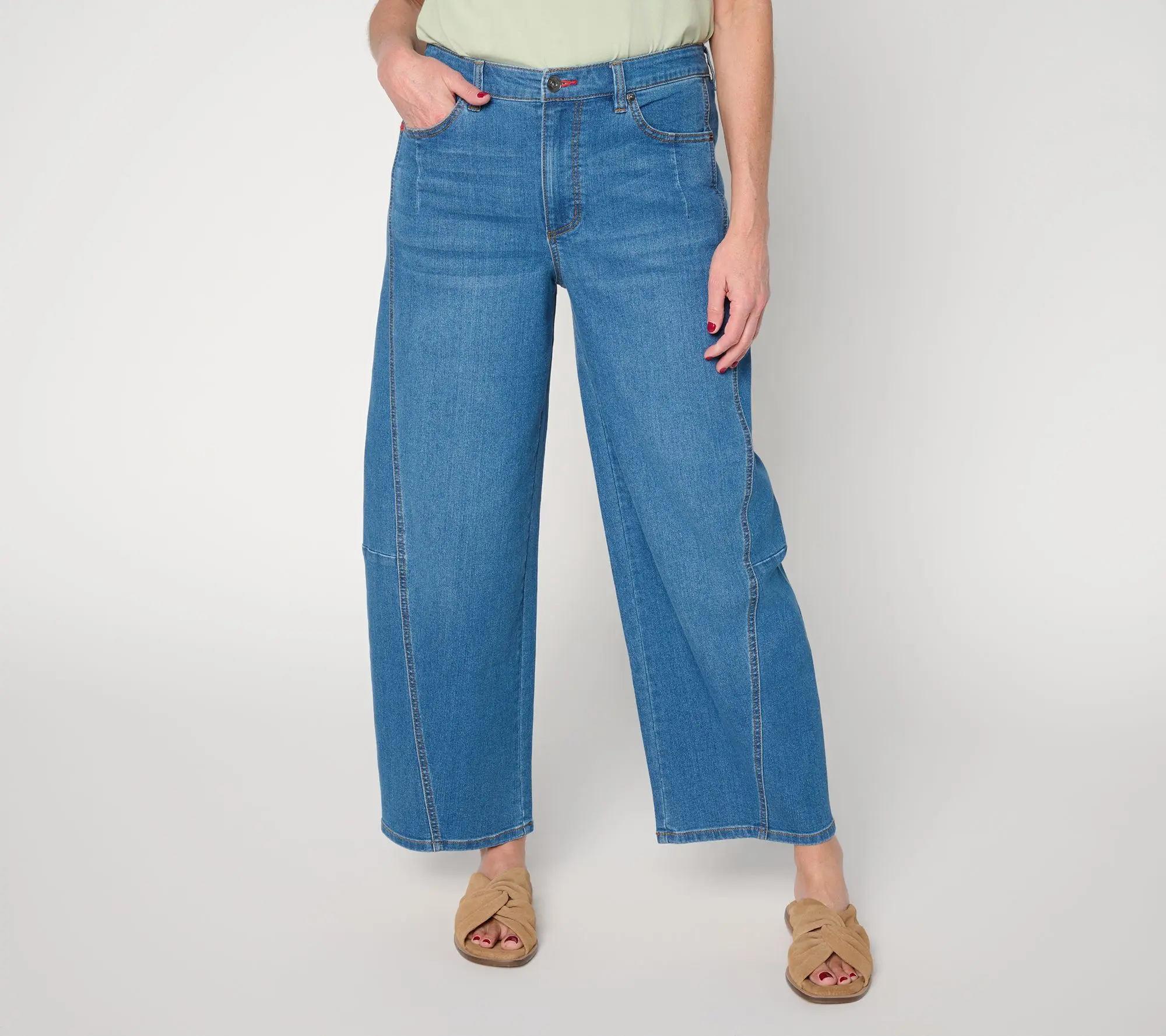 Peace Love World Petite Indigo Soft Barrel Motif Ankle Jeans