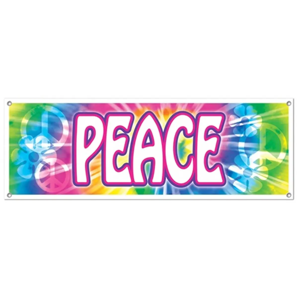 212 MAIN Retro Flower Circle Peace Sign Banners (Flower Power, 5 ft Length, All-Weather Vinyl) - Pack of 12, Bright Display, Indoor/Outdoor Festive & Party Supplies Backdrop Banner