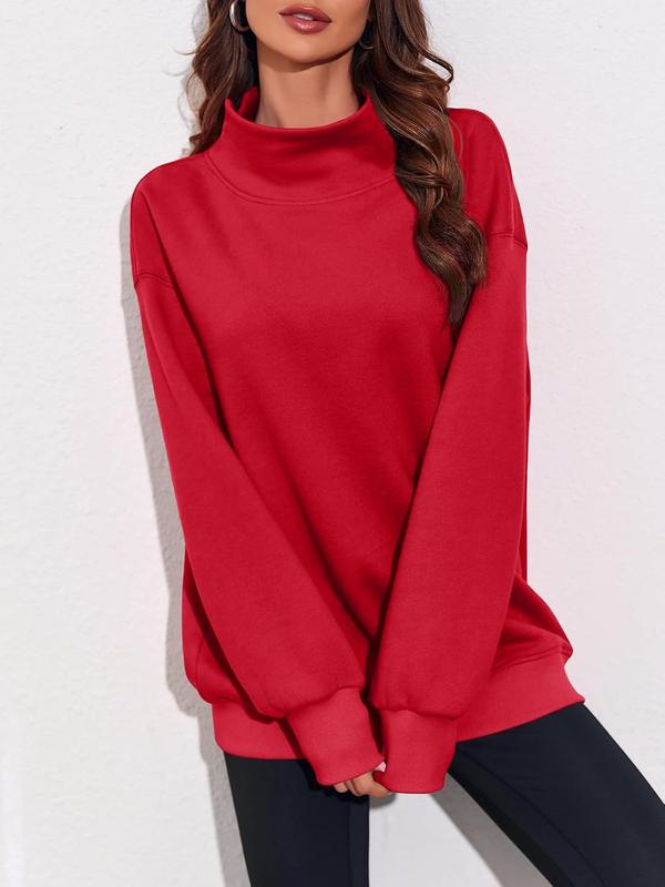 FISOEW Women's Oversized Turtleneck Sweatshirt Long Sleeve Pullover Casual Tops Womenswear Hoodie FallFreshness TikTokShopBlackFriday TikTokShopCyberMonday Grey Cute