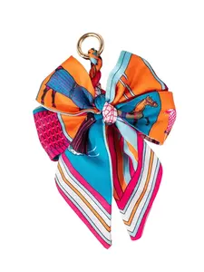 Elegant Bow Bag Charm-Floral Scarf Keychain wit..