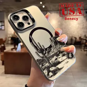 Phone Case for iPhone 15 16 14 Pro Max 13 12 11 XR XS Plus Minimalist Western Desert Pattern Full Body Protection Anti-Scratch PC Smartphone Cover Cellphone Protective
