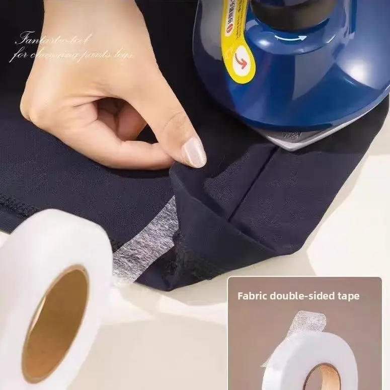 2PCS Iron-On Fusible Web Adhesive Tape for Fabric - No-Sew Self Adhesive Tape, Strong Hold, Washable Double-Sided for Hemming Pants, Craft Projects, Fabric Surfaces, DIY Alterations