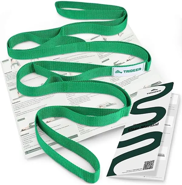 PT-Style Stretching Strap with Loops and Leg Lifter, Non-Elastic Physical Therapy Aid for Knee Replacement Rehab, Hip Exercises, and Improving Mobility