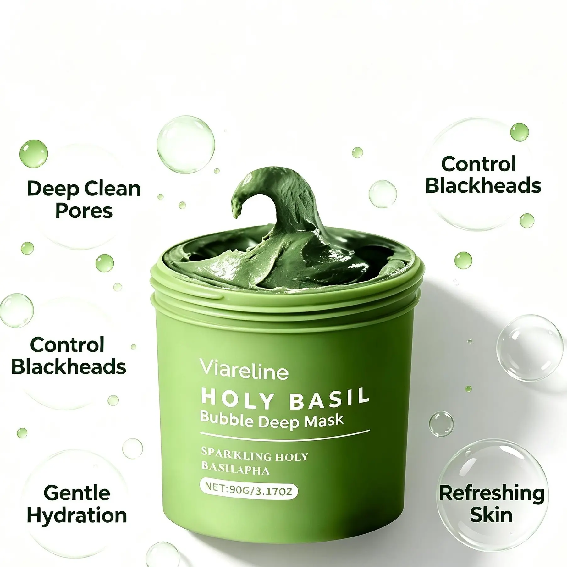 Bubble Cleansing Mask, Skin Detox Formula Clay Bubble Mask, Gently Purify Pores, Remove Blackheads, Korean Makeup Remover Set, Brighten Skin, 90g