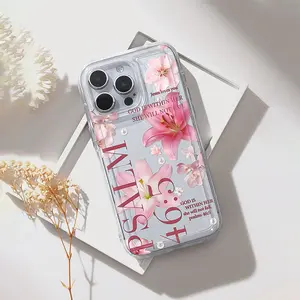 Floral Shockproof Phone Case for iPhone 15 Series, Transparent Airbag Design, Stylish Protective Cover, Ideal Gift for Family & Girlfriend