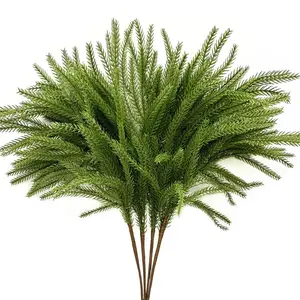 Realistic Artificial Pine Branch, Norfolk Pine Stem 45.72 Cm, Christmas Leaf Faux Plant for Home Vase Centerpiece, DIY Indoor Outdoor Decoration, Home Decor Accessory - Light 4 Pack