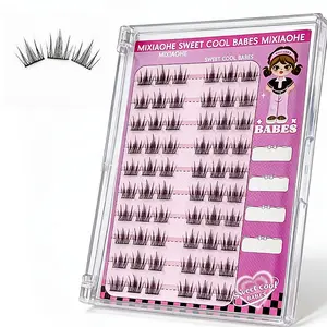 2 Piece Set Glue-Free Cluster Lashes 60pcs - Self-Adhesive Natural-Looking DIY Eyelash Extensions, 10-13mm Length, Beginner Friendly, Perfect for Daily Wear, Halloween & Fall Parties - Great Christmas Gift！