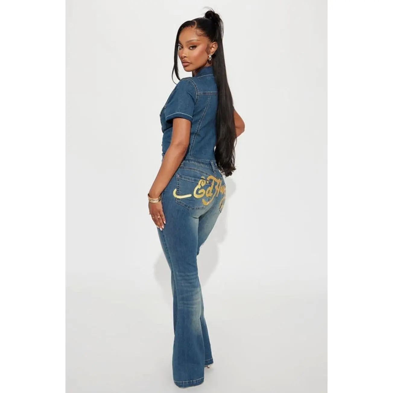 Ed Hardy NYC Denim Jumpsuit - Medium Wash Z