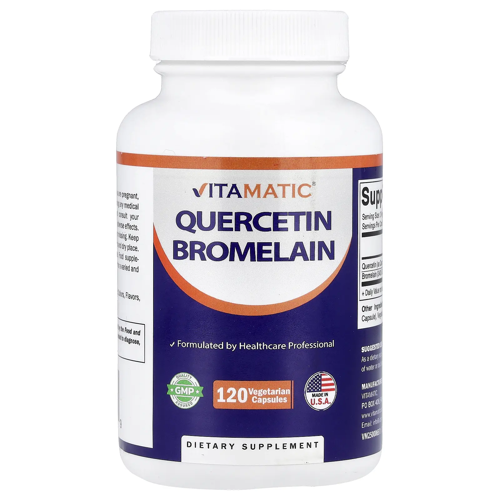 Vitamatic Quercetin Bromelain, 120 Vegetarian Capsules Vitamatic Quercetin Bromelain, 120 Vegetarian Capsules