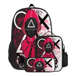 Trending Squid Game Full-Print 17" Waterproof Backpack - Durable Machine-Washable Design, Multi-Compartment Storage + Padded Straps for Commute, Travel & Outdoor Essentials